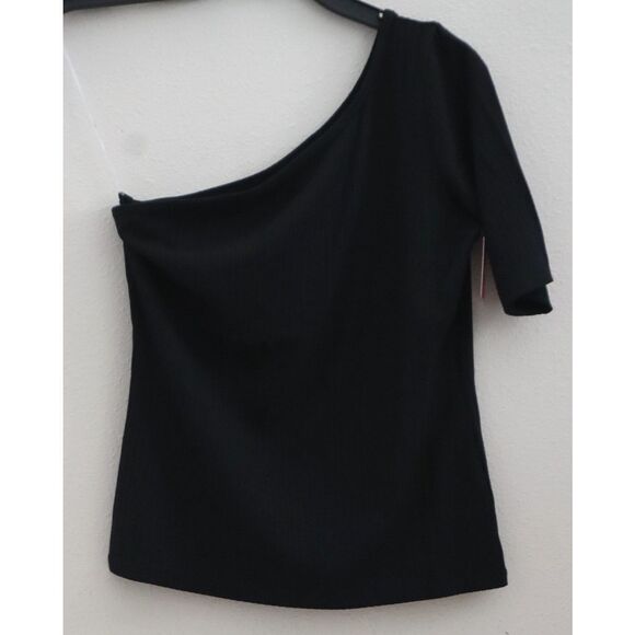 Spanx 21007R Women's Sz Small Classic Black Ribbed One Shoulder Top - Picture 1 of 9